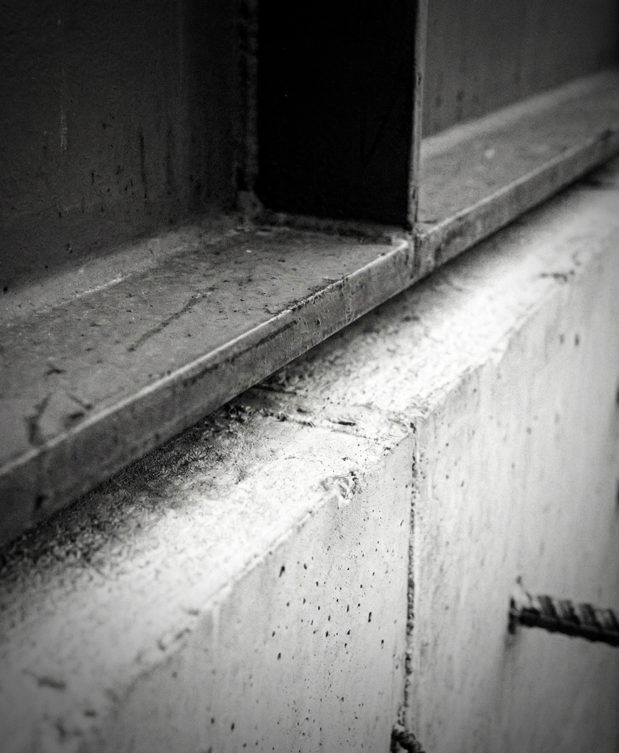 close-up detail of concrete and steel